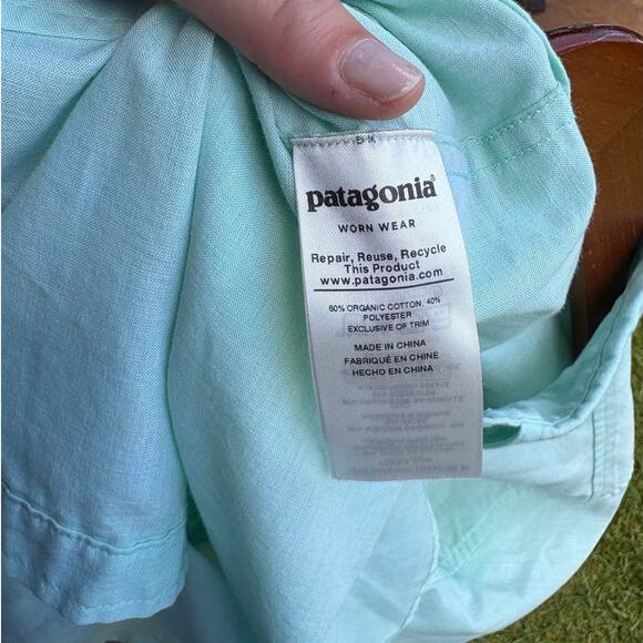 Patagonia Organic Cotton Mint Green Bluffside Short Sleeve Button Down - S - Picture 9 of 10